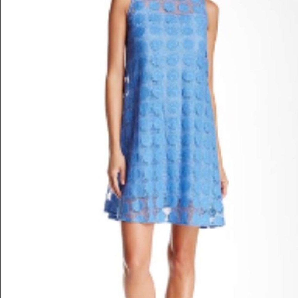 Donna Morgan Blue Sleeveless Lace